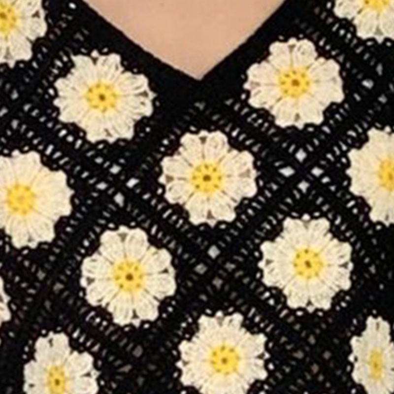 Nerfv Áo Crop Top Dệt Kim Không Tay Hở Lưng Họa Tiết Hoa Cúc Vintage Ngọt Ngào Gợi Cảm Đi Biển Dành Cho Nữ