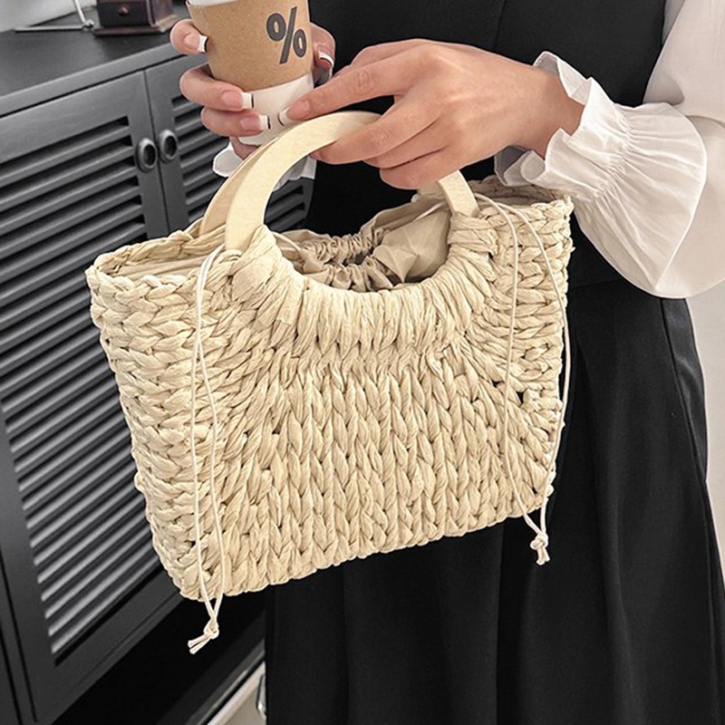 Ielgy Túi Xách Rơm Đựng Rau Củ Quả Phong Cách Nhẹ Nhàng Đa Ứng Dụng Mùa Hè Cho Nữ