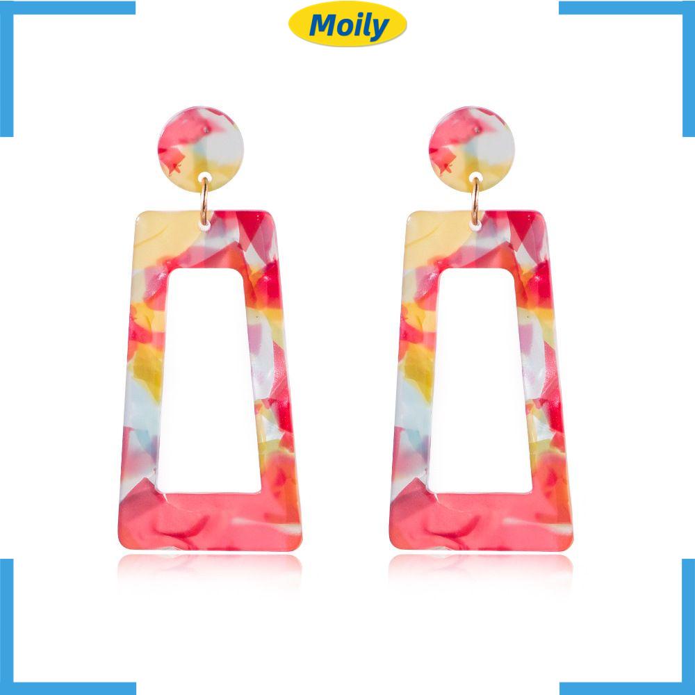 Dây Chuyền Mặt Acrylic Hình Học Nhiều Màu Sắc Phong Cách Boho Thời Trang