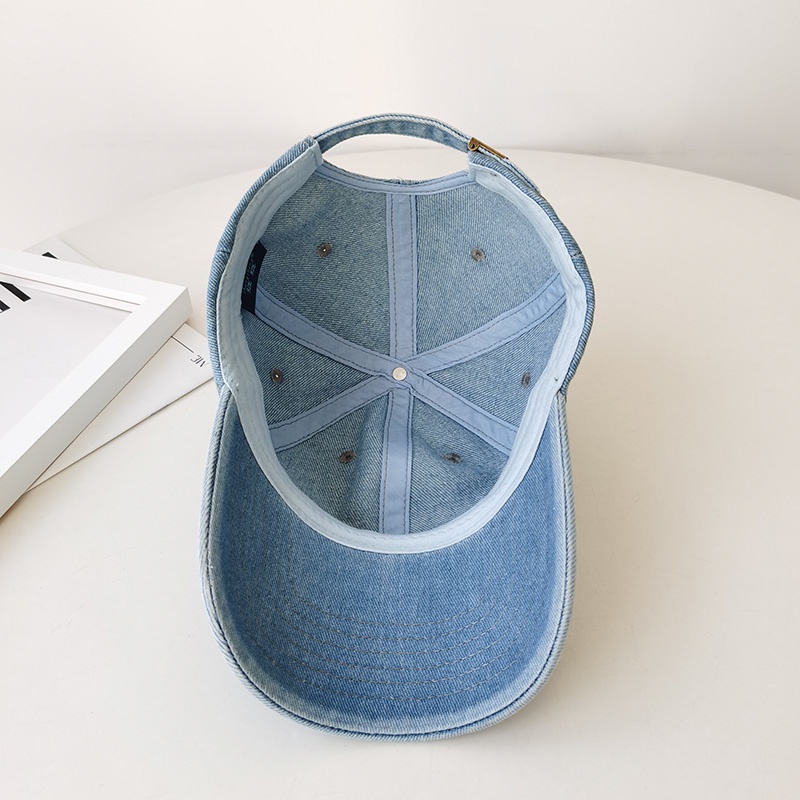 Mũ Lưỡi Trai Denim Thêu Chữ Phong Cách Hàn Quốc Thời Trang