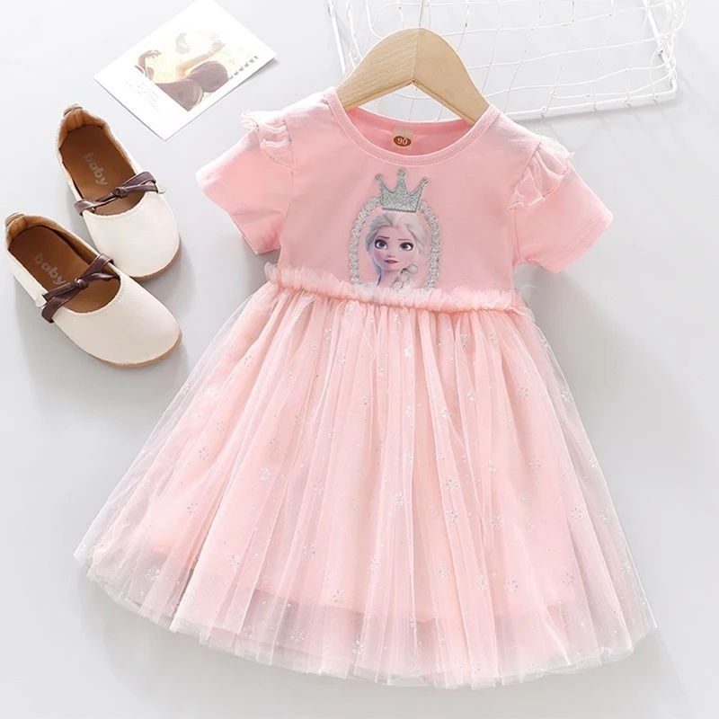 Đầm Công Chúa Elsa Đính Kim Sa Lấp Lánh