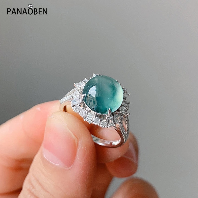 ❤ Nhẫn Bạc Đính Đá Ngọc Bích Tự Nhiên Hình Hoa Sang Trọng Cho Nữ