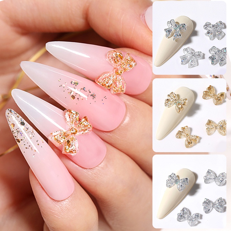 UR SUGAR Hộp Phụ Kiện Trang Trí Móng Tay Hình Nơ 3D Lấp Lánh DIY