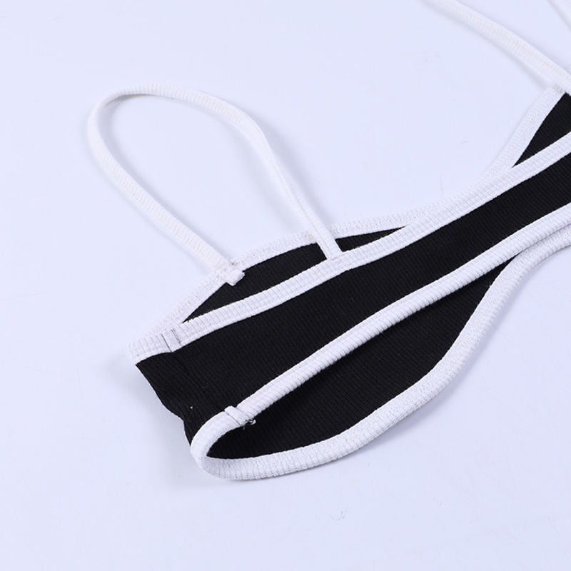 Áo Croptop Sát Nách Hở Lưng Màu Sắc Tương Phản Thời Trang Mùa Hè Cho Nữ