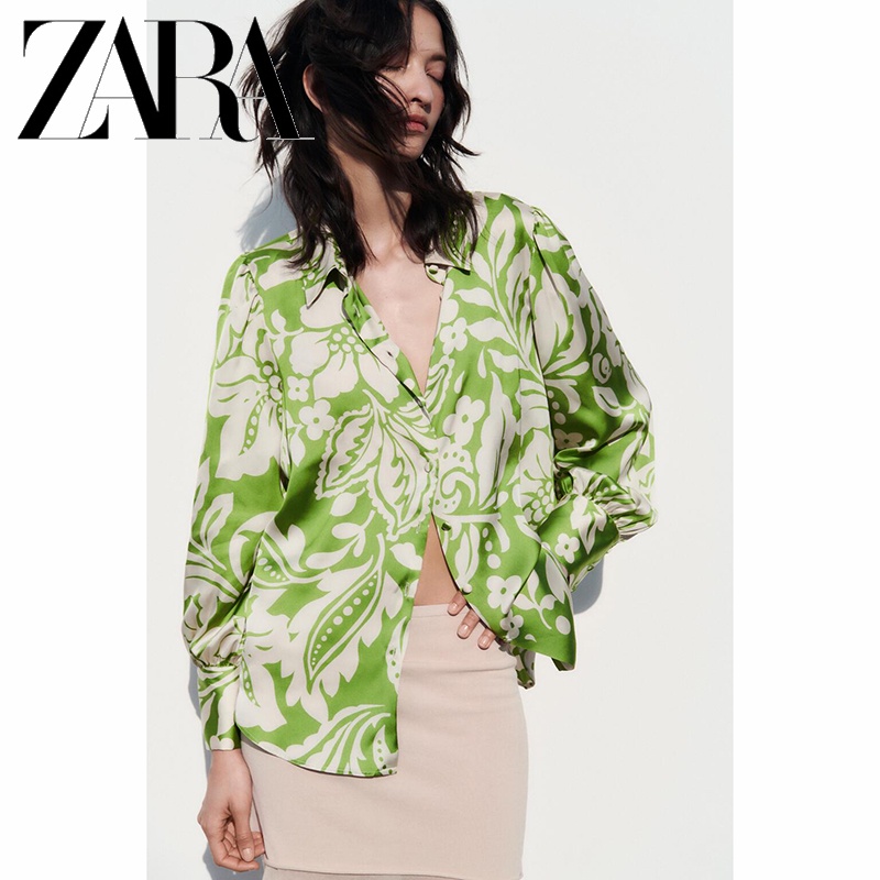 Zara Áo Sơ Mi In Họa Tiết Thời Trang Thanh Lịch Cho Nữ
