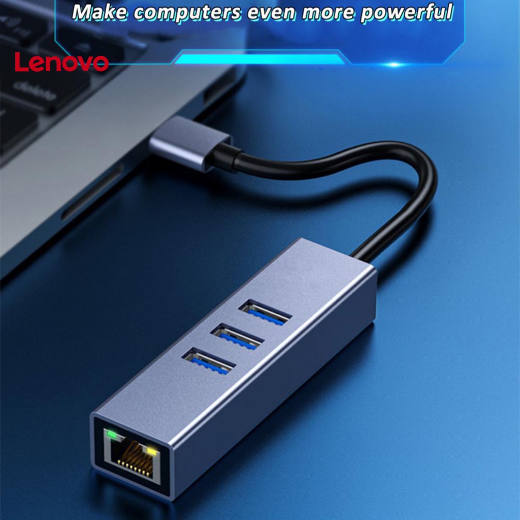 Bộ chuyển đổi mạng LENOVO Gigabit Ethernet 4 trong 1 nhiều cổng USB 3.0 Type-C sang RJ45 cho máy tính