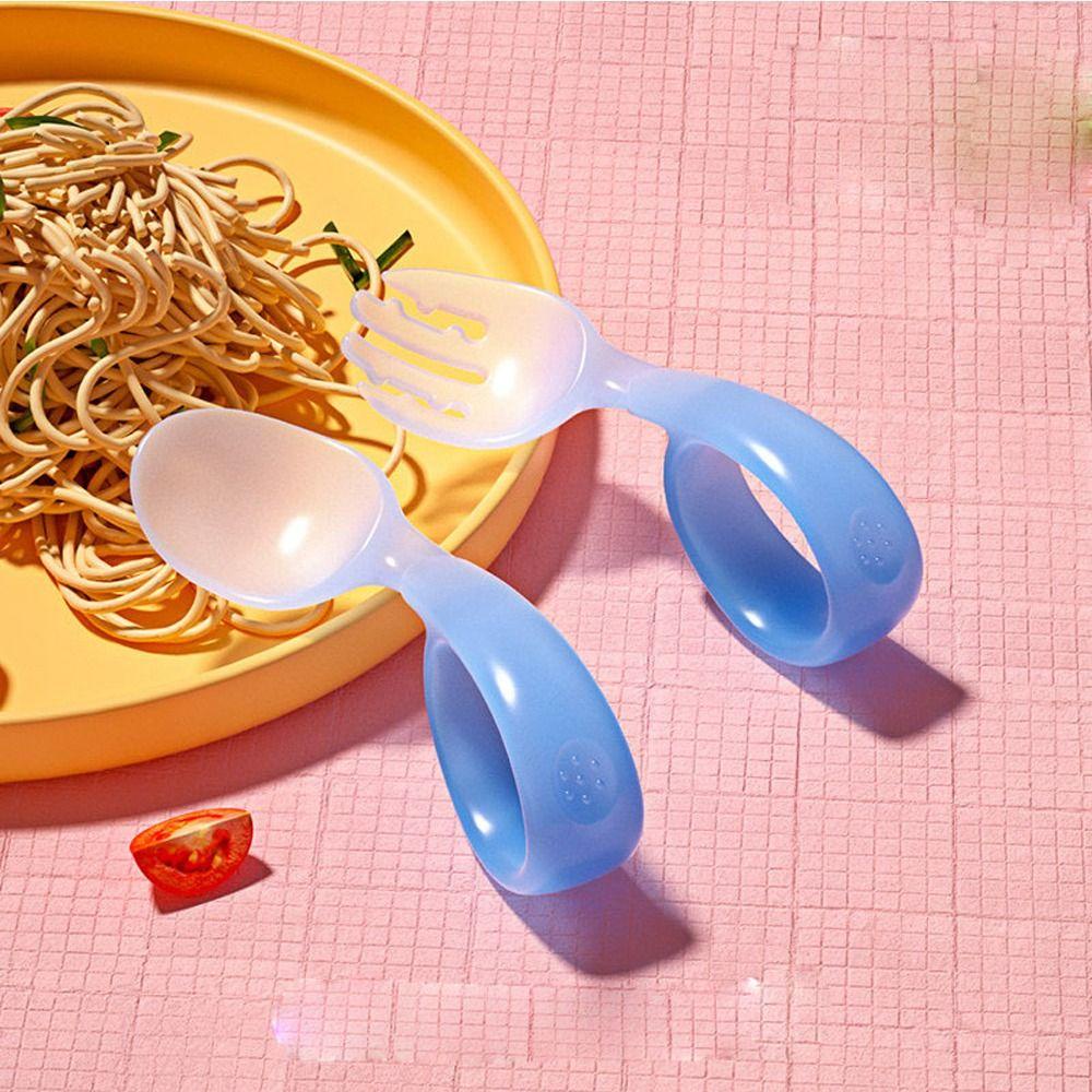 Bộ Muỗng Nĩa Tập Ăn Cho Bé Cấp Thực Phẩm Chịu Nhiệt Nhiều Màu Có Thể Tái Sử Dụng