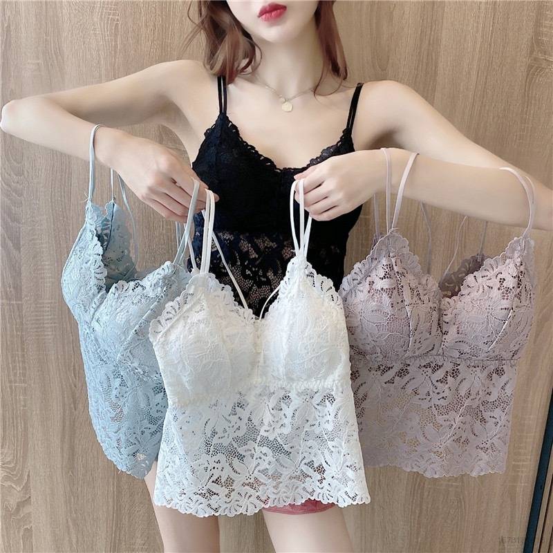 Áo Lót Ren Không Gọng Dây Chéo Lưng Hình Bướm Xinh Xắn Dành Cho Nữ