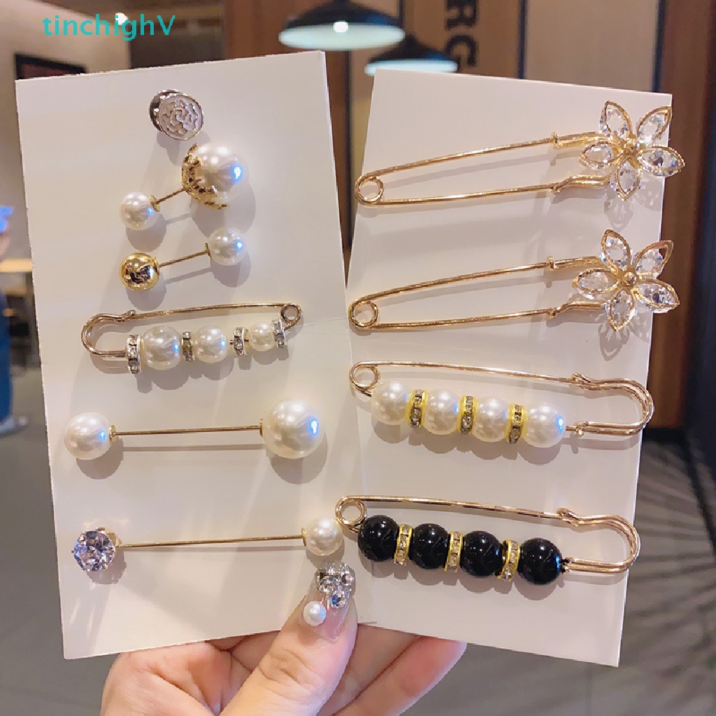 Set 4 / 6 Ghim Cài Áo Đính Đá / Ngọc Trai / Kim Cương Giả Sang Trọng Diy