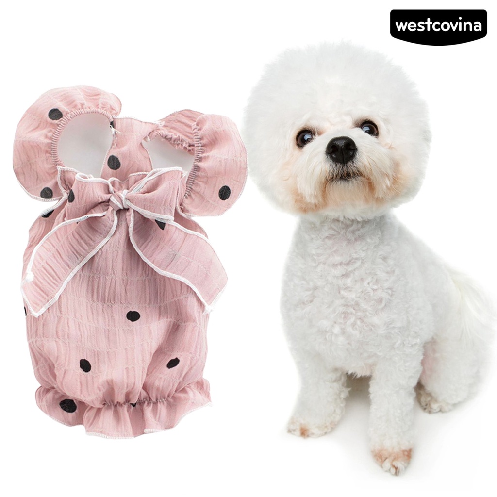 [COD]♝Đầm Công Chúa Xếp Ly Nhún Bèo Thoáng Khí Thắt Nơ Họa Tiết Chấm Bi Dễ Thương Cho Thú Cưng