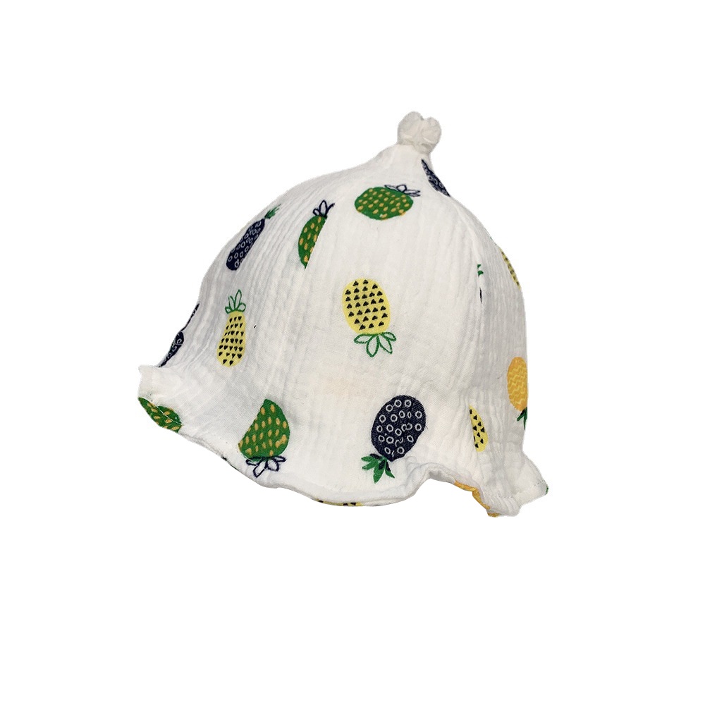 Nón Tai Bèo Vải Cotton Mỏng In Hình Quả Dứa Thời Trang Xuân Thu Cho Bé
