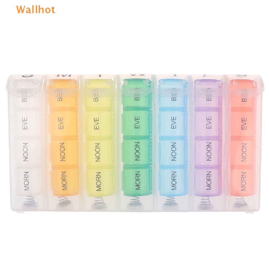 Wallhot> Weekly 7 Days Pill Box 28 Compartments Pill Organizer Medicine Storage Dispenser well