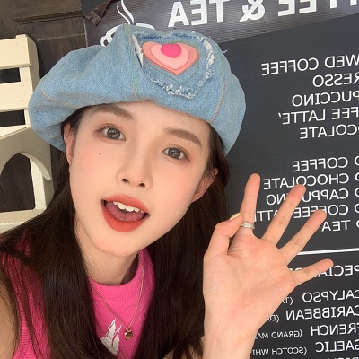 Mũ beret denim Hình Đám Mây Màu Hồng Ngọt Ngào Phong Cách retro Mùa Hè Cho Nữ