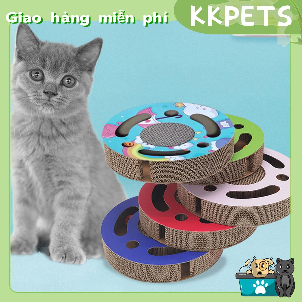 BÀN CÀO MÓNG MÈO,miếng cào mèo Đồ chơi tương tác 3 trong 1 cào hình tròn dày cho mèo con có chuông bóng