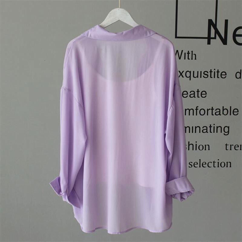 Áo Khoác Cardigan chiffon Mỏng Dáng Rộng Tay Dài Mềm Mại Thời Trang Mùa Hè Cho Nữ