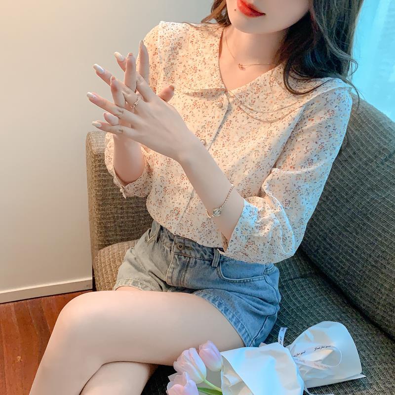 Áo Sơ Mi Chiffon Tay Ngắn In Hoa Thời Trang Mùa Hè Hàng Mới Dành Cho Bạn Nữ