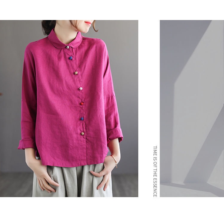 Áo Sơ Mi Vải Lanh Và Cotton Có Nút Chéo