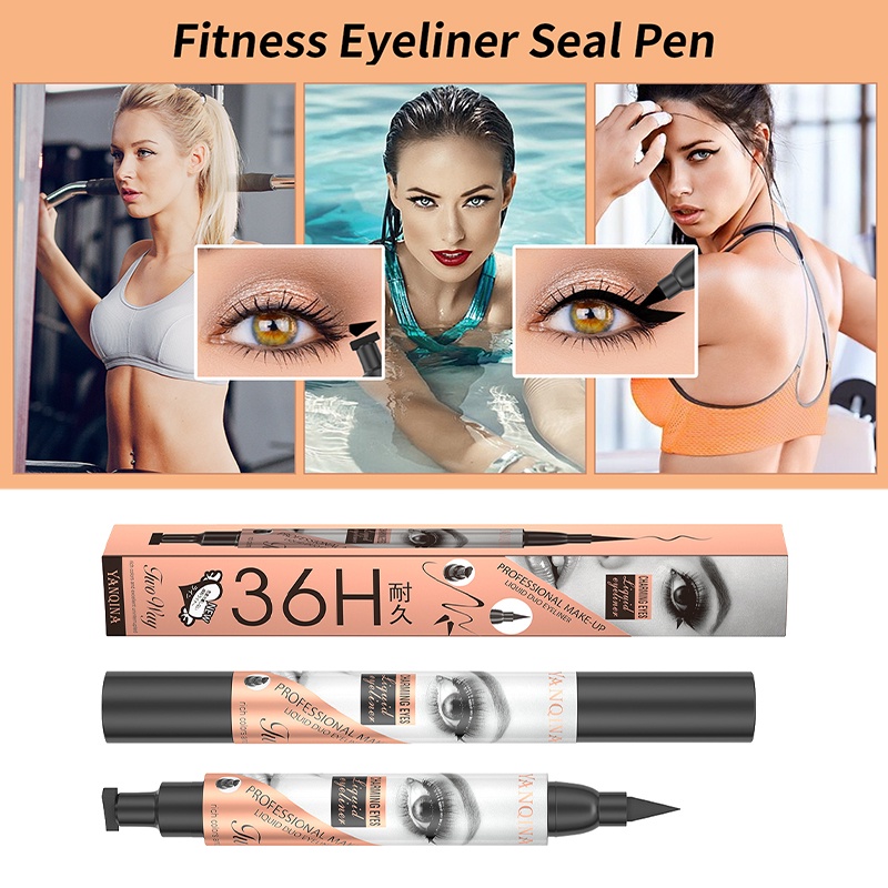 Bút Kẻ Mắt Dạng Lỏng Màu Đen Nhanh Khô Chống Thấm Nước Kèm Bút Kẻ Mắt Hai Đầu Tiện Lợi