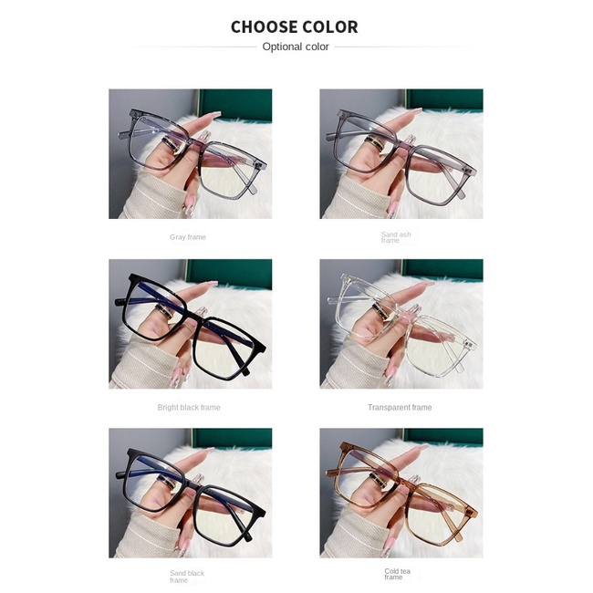 【-0°~-400°Mắt Kính Gọng Vuông Chống Ánh Sáng Xanh Phong Cách retro Thời Trang Unisex