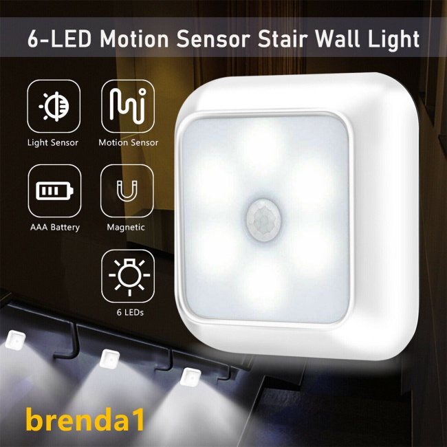 Đèn Led 6 Bóng Cảm Biến Chuyển Động Không Dây Góc 120 Độ Chạy Bằng Pin Dùng Cho Tủ Quần Áo / Cầu Thang
