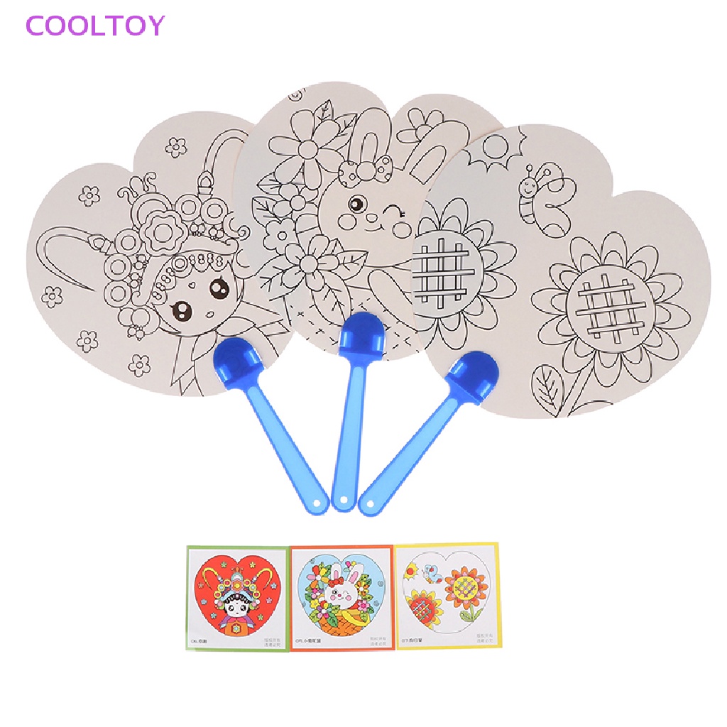 Cooltoy 1 Quạt Cầm Tay Hoạt Hình Tô Màu Thủ Công DIY Đồ Chơi Cho Trẻ Mẫu Giáo HOT