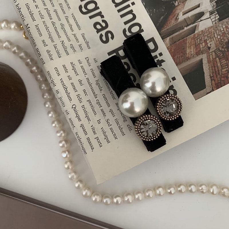 Kẹp Tóc Đính Đá / Ngọc Trai Phong Cách Cổ Điển Thanh Lịch Dành Cho Nữ