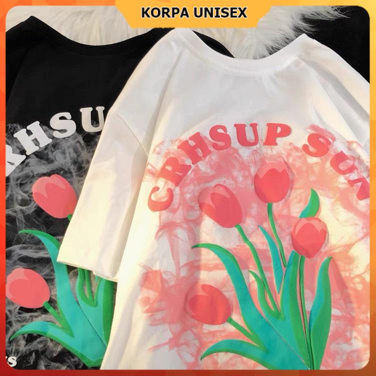 [ IN NỔI ] Áo thun tay lỡ form rộng in hình hoa tulip CRHSUP FLOWER - phông ulzzang oversize unisex nam nữ