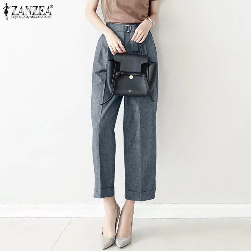 Zanzea Quần Dài Lưng Thun Có Túi Trước Thời Trang Hàn Quốc Cho Nữ