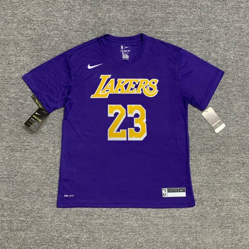 Áo Thun Bóng Rổ Tay Ngắn In Hình Lakers Chất Vải Khô Thoáng Nhanh Thời Trang