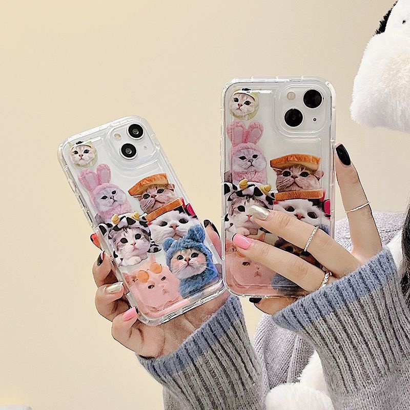 Ốp điện thoại silicon TPU trong suốt chống sốc in hình mèo thích hợp cho IPhone 14 13 11 12 Pro XS Max X XR 7 + 8 Plus