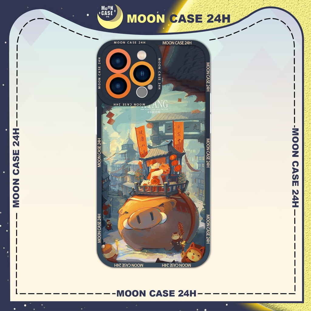 Ốp lưng iphone MOON CASE 24H Gấu Trắng x Heo Khổng Lồ ip 8/x/xs/xs max/11/12/13/14pro/plus/promax