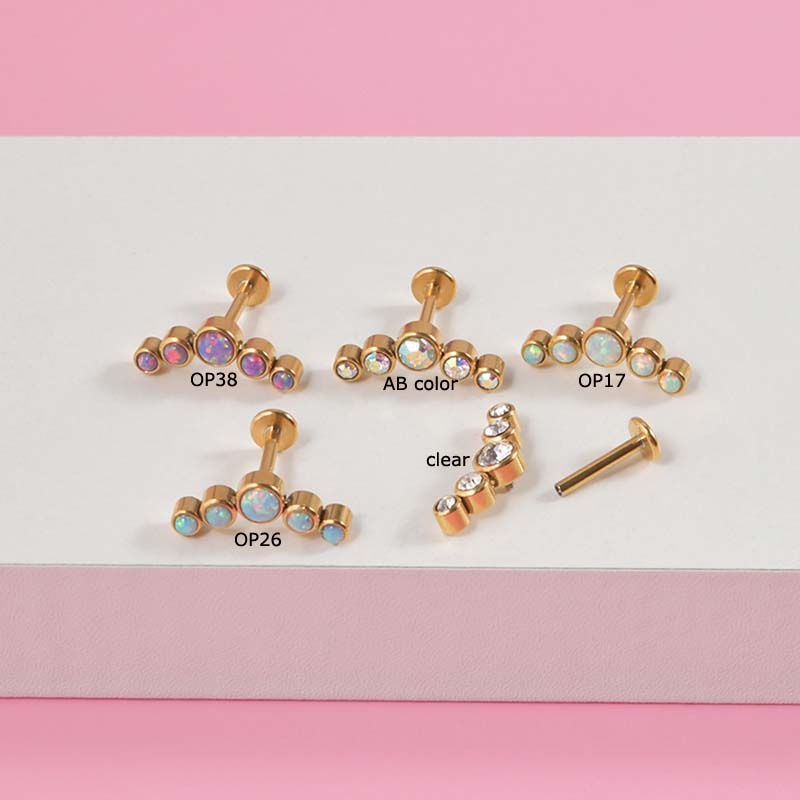 1 Khuyên Môi Dạng Vòng Cung Bằng Thép Không Gỉ Mạ Vàng 16Gauge