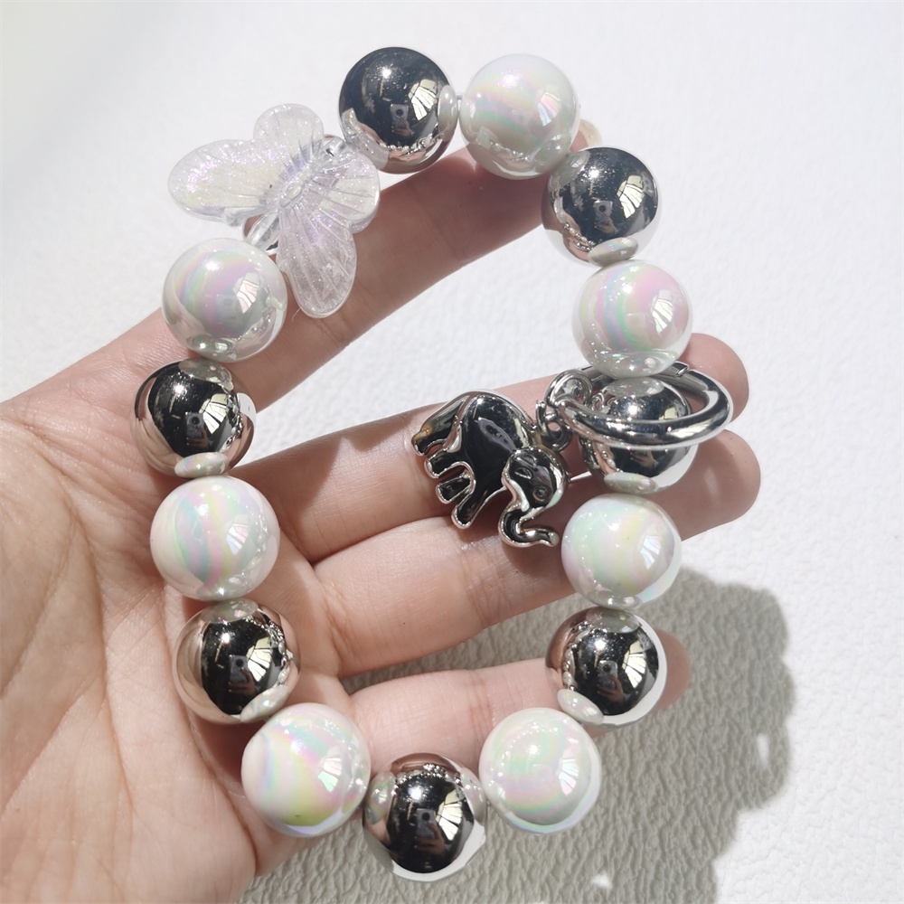 Dây Đeo Điện Thoại Di Động Dạng Chuỗi Hạt Acrylic Nhiều Màu Chống Thất Lạc Hình Chú Voi Dễ Thương