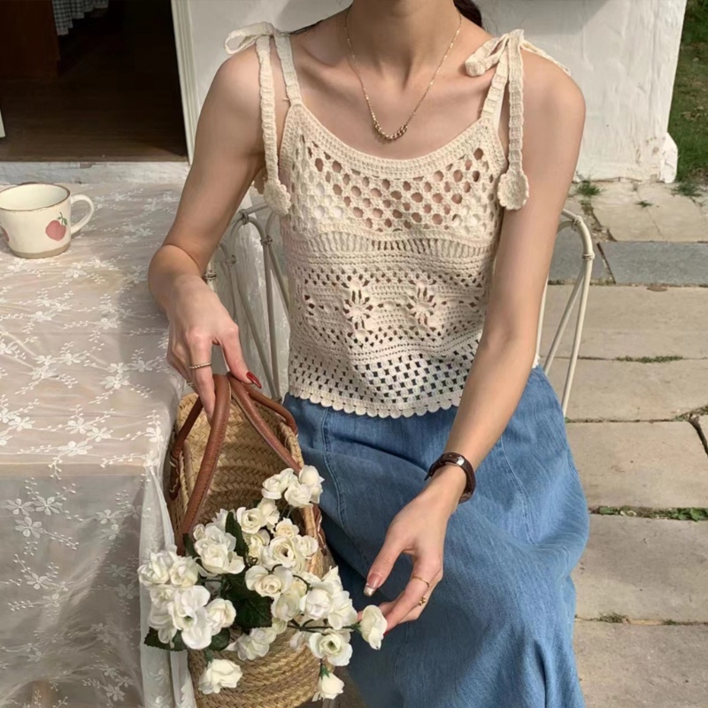 Áo Croptop Sát Nách Vải Cotton Thêu Hoa Thời Trang Mùa Hè Cho Nữ