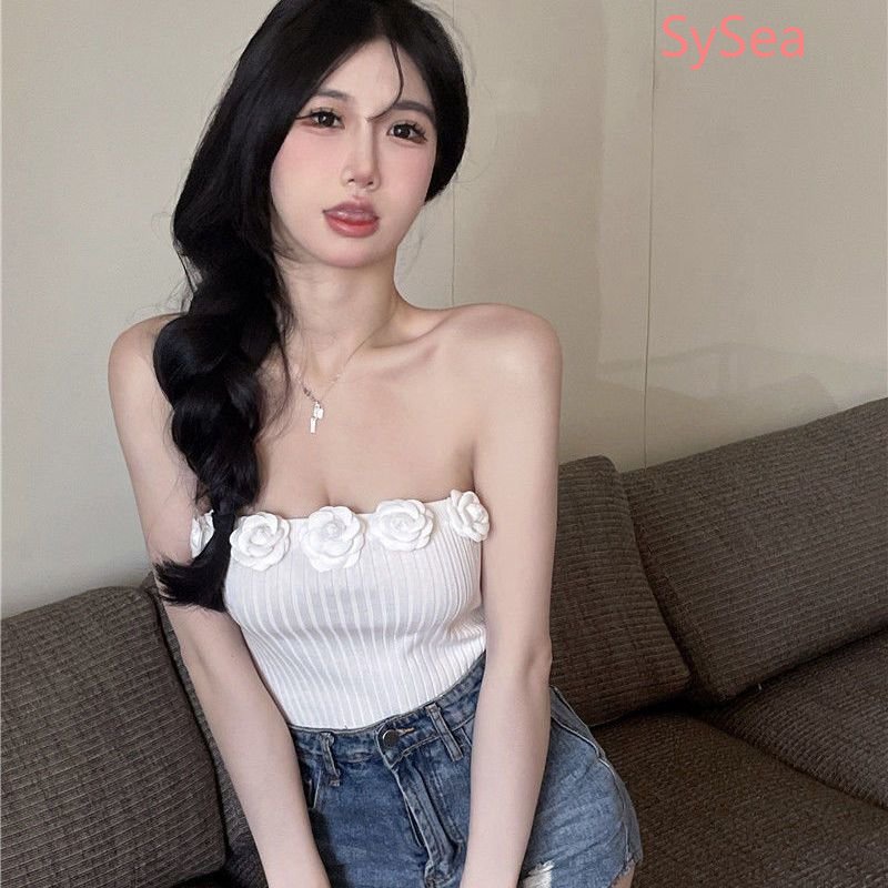 Áo Hai Dây Dệt Kim Họa Tiết Hoa Quyến Rũ Cho Nữ