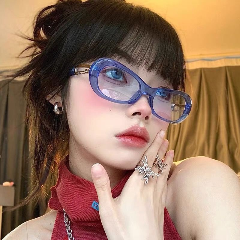 Hàng Bán Chạy!Kính Mát Hình Oval Trong Suốt Xanh Dương y2k Thời Trang Mùa Hè 2022 Cao Cấp Dành Cho Bạn Nữ