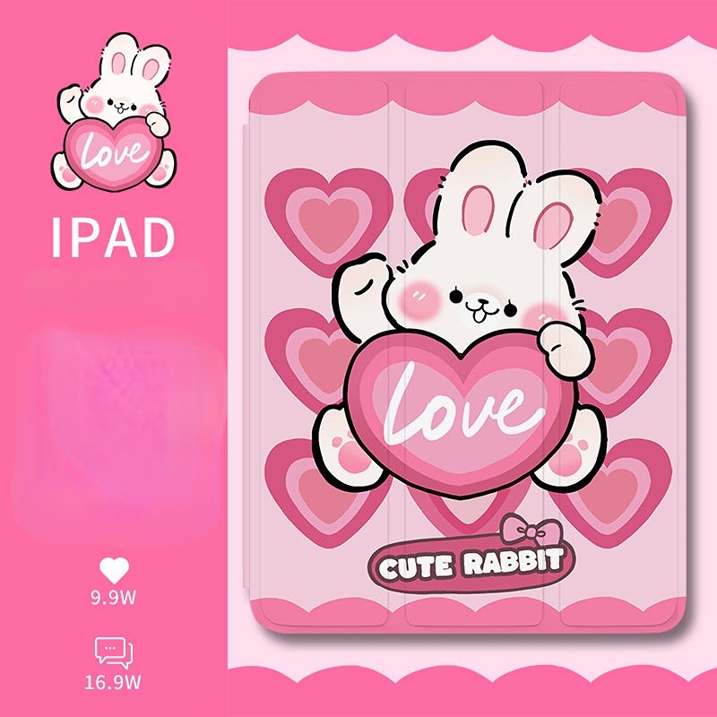 Ốp Máy Tính Bảng TPU Hình Thỏ Cho iPad 7th / 8th / 9th gen 10.2 10.5 Air3 / iPad 9.7gen5 / 6 iPad Pro11 2020 / 2021 air4 / 510.9 mini 4 5 mini6 Giá Đỡ