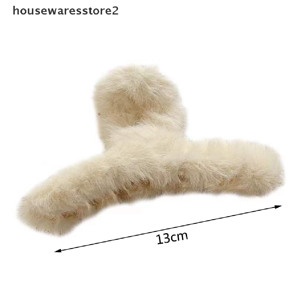 [Housewarestore2] Kẹp Tóc Càng Cua Bằng Lông Giả Acrylic Trơn Dễ Thương Phong Cách Hàn Quốc Thanh Lịch Mùa Thu Đông Cho Nữ