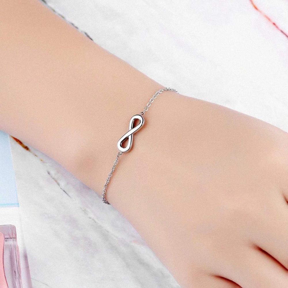 Vòng Tay / Lắc Chân Bằng Thép Titan Không Gỉ Mặt Số 8 Đơn Giản Thời Trang Cổ Điển