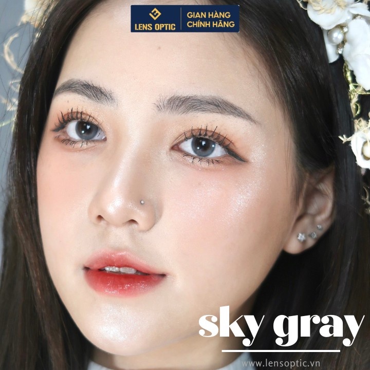 Lens cho mắt thở Silicone Hydrogel LENS OPTIC Sky gray, kính áp tròng cho mắt cận
