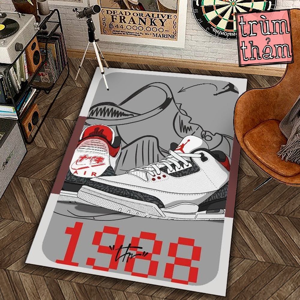 Thảm Trang Trí Wrightz Nik3 Air Jord4N Aesthetic Sneaker Giày Thể Thao Decor Phòng Ngủ Phòng Khách Văn Phòng