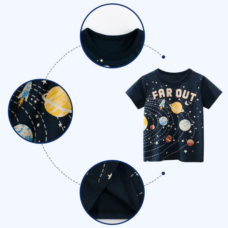 Áo Thun Tay Ngắn In Hình Vũ Trụ 3D Thời Trang Mùa Hè 2023 Cho Bé Từ 1-10 Tuổi
