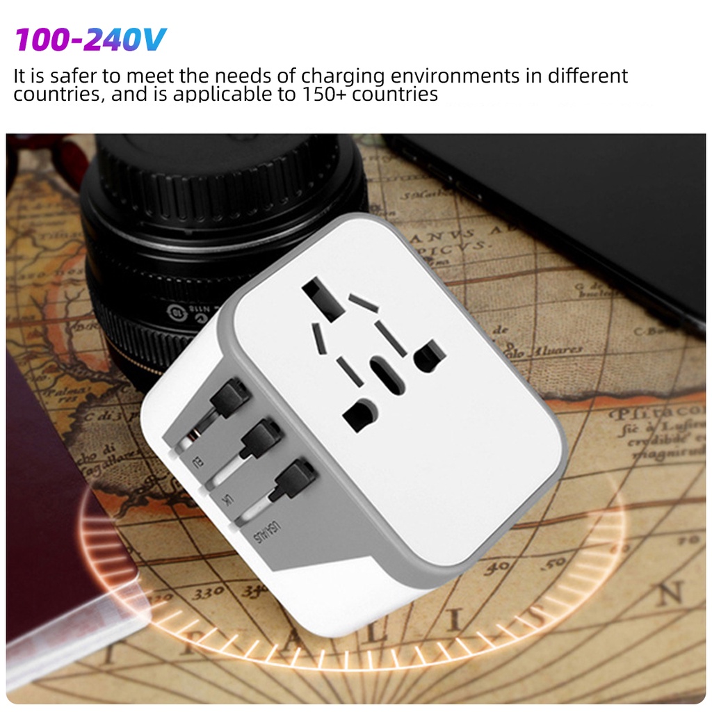 Phích Cắm Chuyển Đổi HdoorLink  Đa Năng All-in-Oone 4 Cổng USB 5V / 3.5A