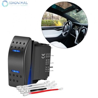 Rocker Switch Bipolar Double End Blue LED Light Momentary Rocker Switch Toggle