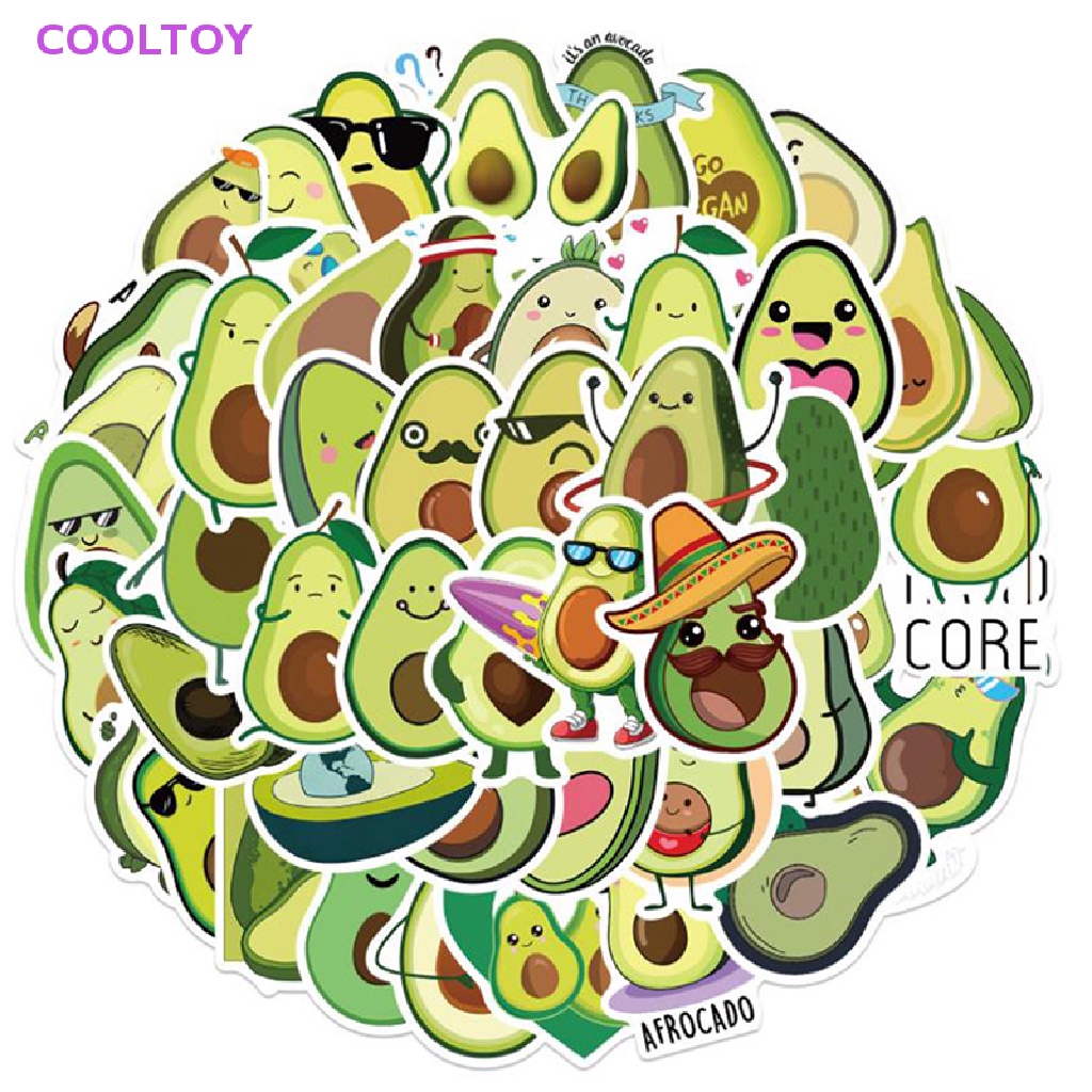 Cooltoy 50 Miếng Dán Họa Tiết Graffiti Quả Bơ Hoạt Hình Graffiti Trang Trí Vali Laptop Mũ Bảo Hiểm