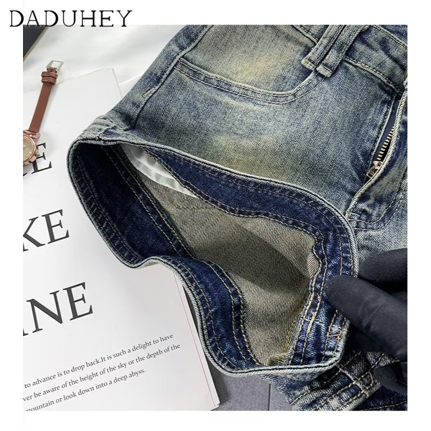 Quần short DADUHEY vải denim lưng cao retro thời trang phong cách Hàn Quốc 2023