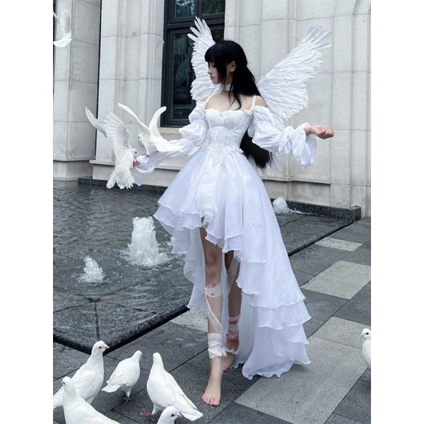 Bộ Áo Tay Phồng + Chân Váy Lưới Lưng Cao Thời Trang Mùa Xuân Mới 2023 Cho Nữ