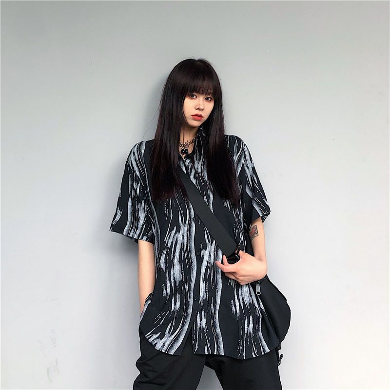 Áo Sơ Mi Chiffon Tay Lỡ Màu Nhuộm Thời Trang Đường Phố Cho Nam Và Nữ