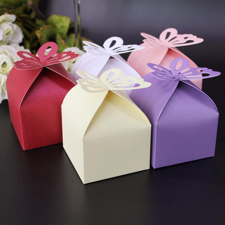 Hộp Quà Cánh Bướm Đựng Bánh Phu Thê Làm Mâm Quả ( Vỏ Chè Cánh Bướm) Giấy Ngọc Trai Size S 6*6*6 cm