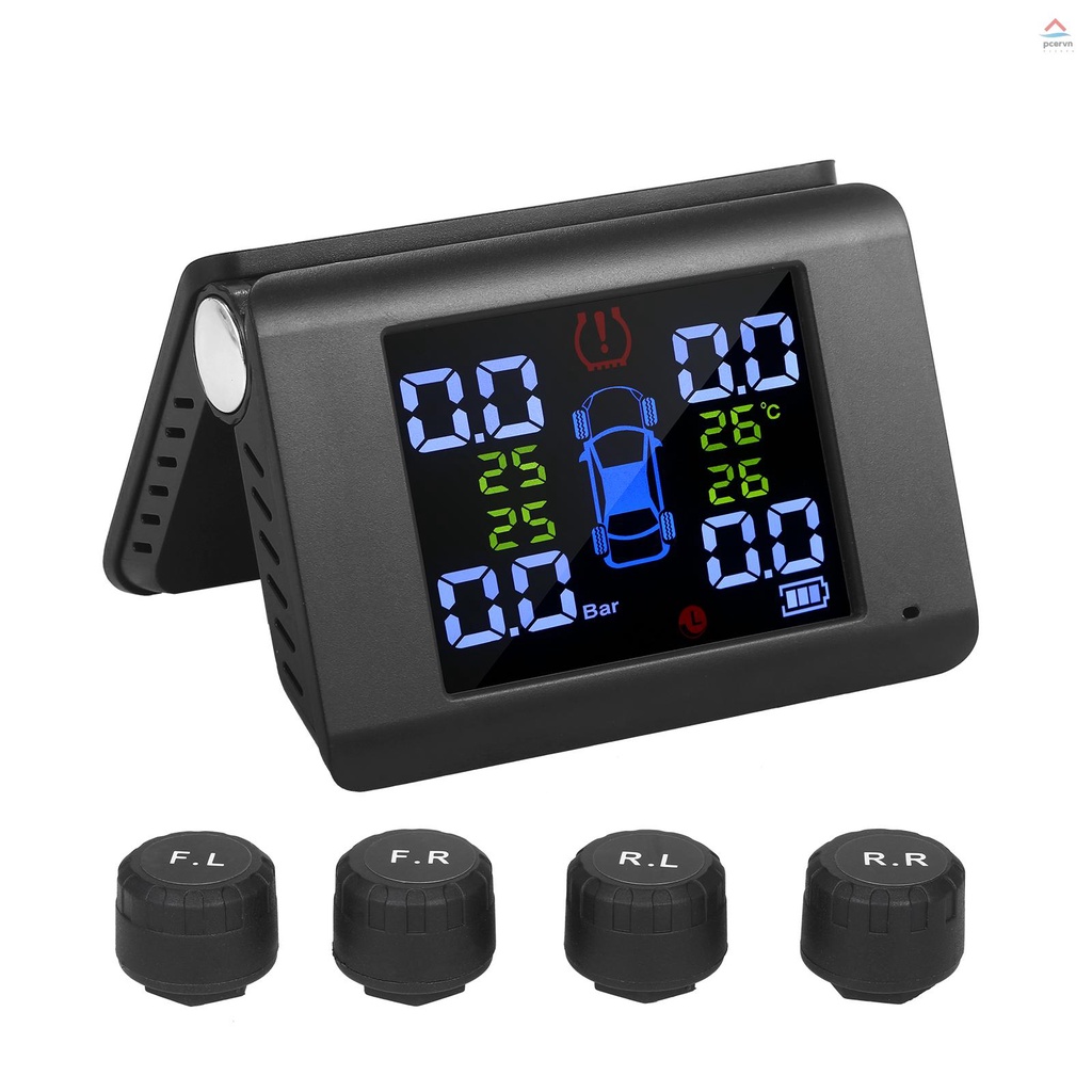 Hệ Thống Giám Sát Áp Suất Lốp Xe pcervn 7 Chế Độ Báo Động Màn Hình Màu Sắc Thiết Kế Gấp Lại Được Với 4 Hệ Thống Cảm Biến Áp Suất Ngoài 0-6Bar